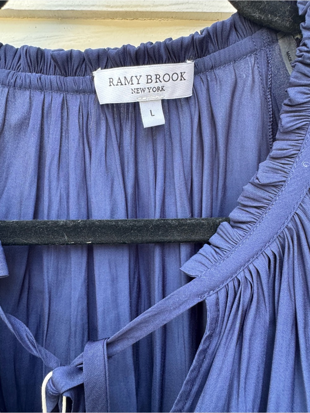 NWT Ramy Brook Rhea Blouse Top Spring Navy Blue L - Picture 3 of 10